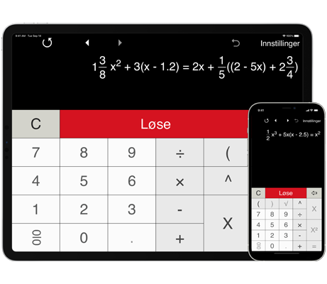 Kalkulator for å løse andregradsligninger